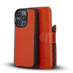 Apple iPhone 14 Series Detachable Leather Wallet Case Colorful - MW iPhone 14 Pro Max / Orange Bornbor