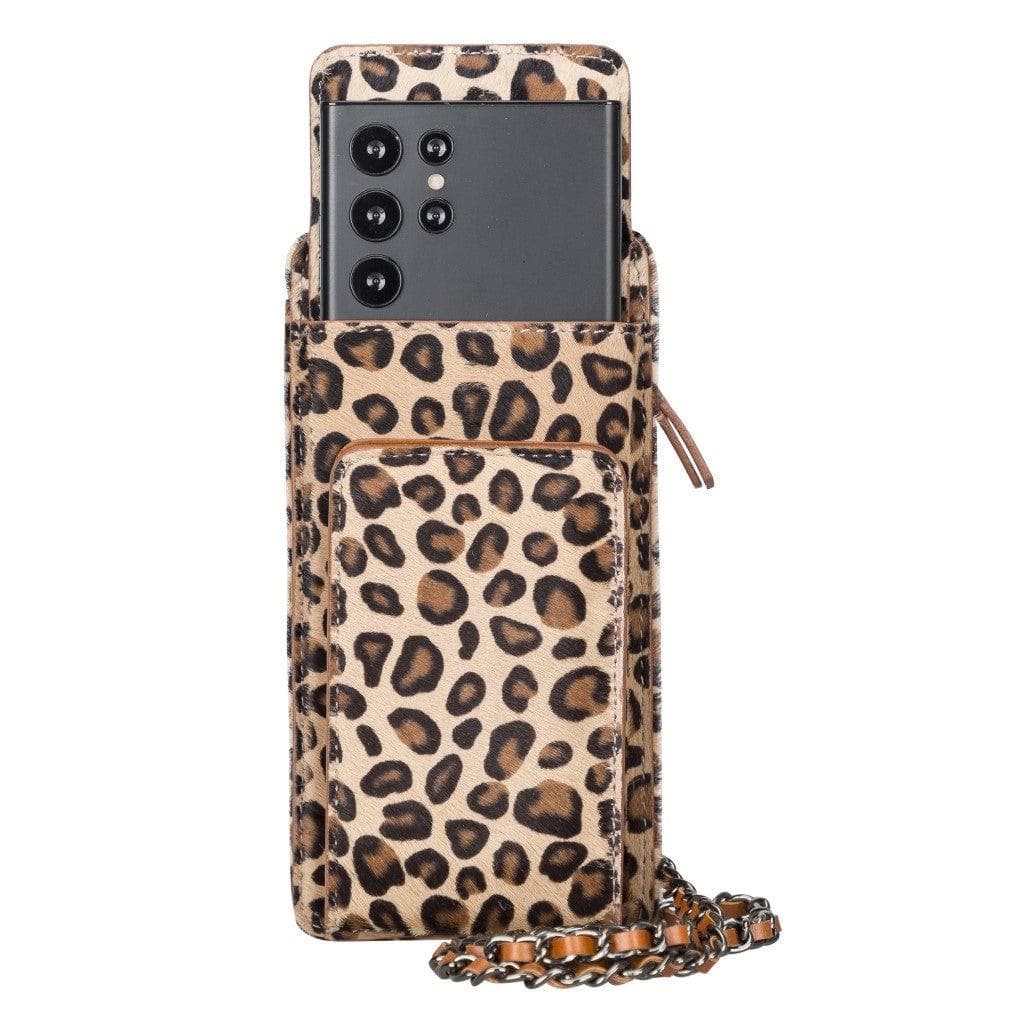 Avjin Shoulder Strap Genuine Leather Bag - Compatible with Phones up to 6.9" Leopard Bouletta LTD