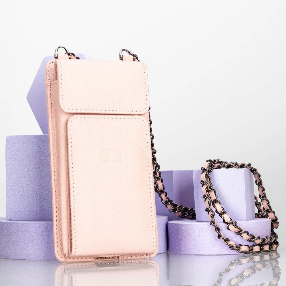 Avjin Shoulder Strap Genuine Leather Bag - Compatible with Phones up to 6.9" Light Pink Bouletta LTD