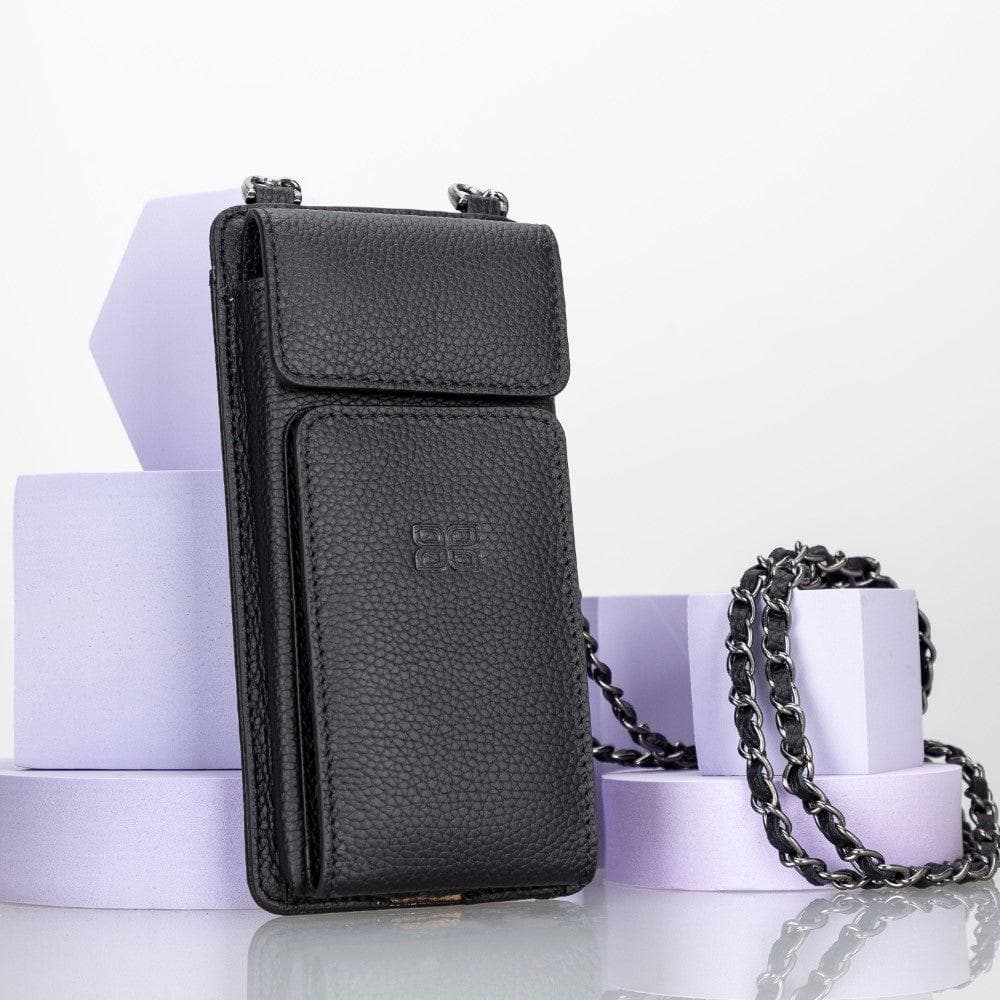 Avjin Shoulder Strap Genuine Leather Bag - Compatible with Phones up to 6.9" Black Bouletta LTD