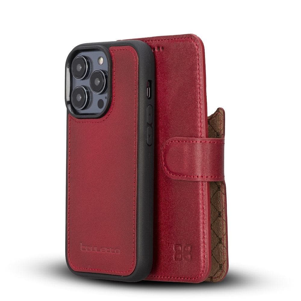 Apple iPhone 14 Series Detachable Leather Wallet Case Colorful - MW iPhone 14 Pro Max / Red Bornbor