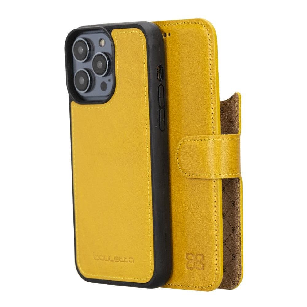 Apple iPhone 14 Series Detachable Leather Wallet Case Colorful - MW iPhone 14 Pro Max / Yellow / Leather Bornbor