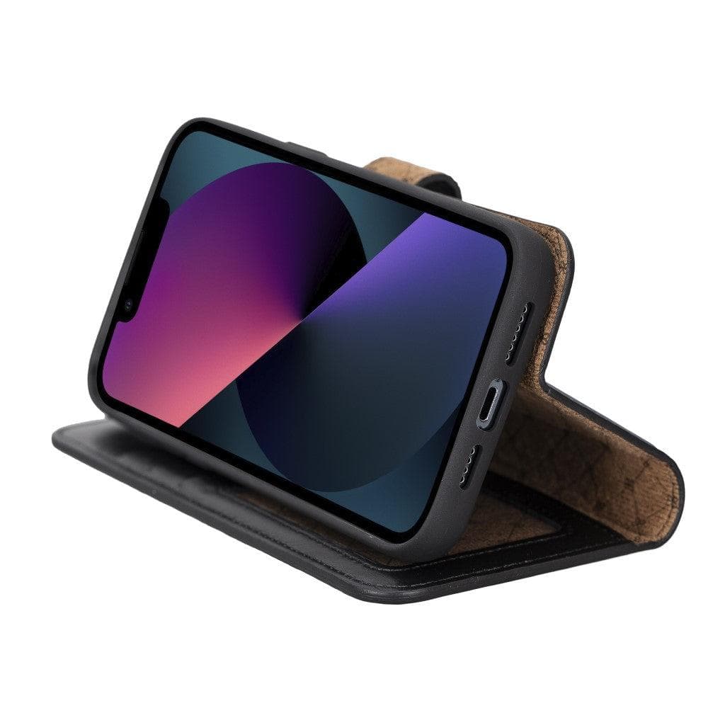 Apple iPhone 14 Series Detachable Leather Wallet Case Darker Color - MW Bornbor