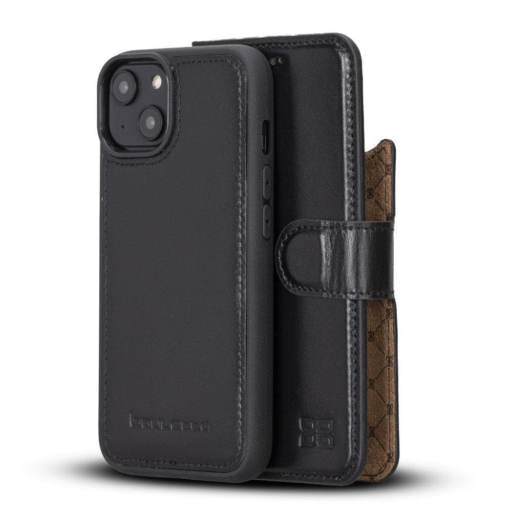 Apple iPhone 14 Series Detachable Leather Wallet Case Darker Color - MW iPhone 14 Plus / Black Bornbor