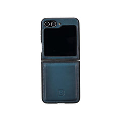 B2B-Samsung Galaxy Z Flip 5 Leather Back Cover Case - FXC Blue / Samsung Galaxy Z Flip 5 Bouletta B2B