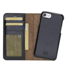 Full Leather Coating Detachable Wallet Case for Apple iPhone 8 Series iPhone 8 / Black Bornbor