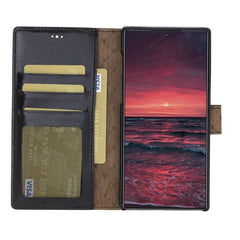 Full Leather Coating Detachable Wallet Case for Apple Samsung Note 10 Series Bornbor