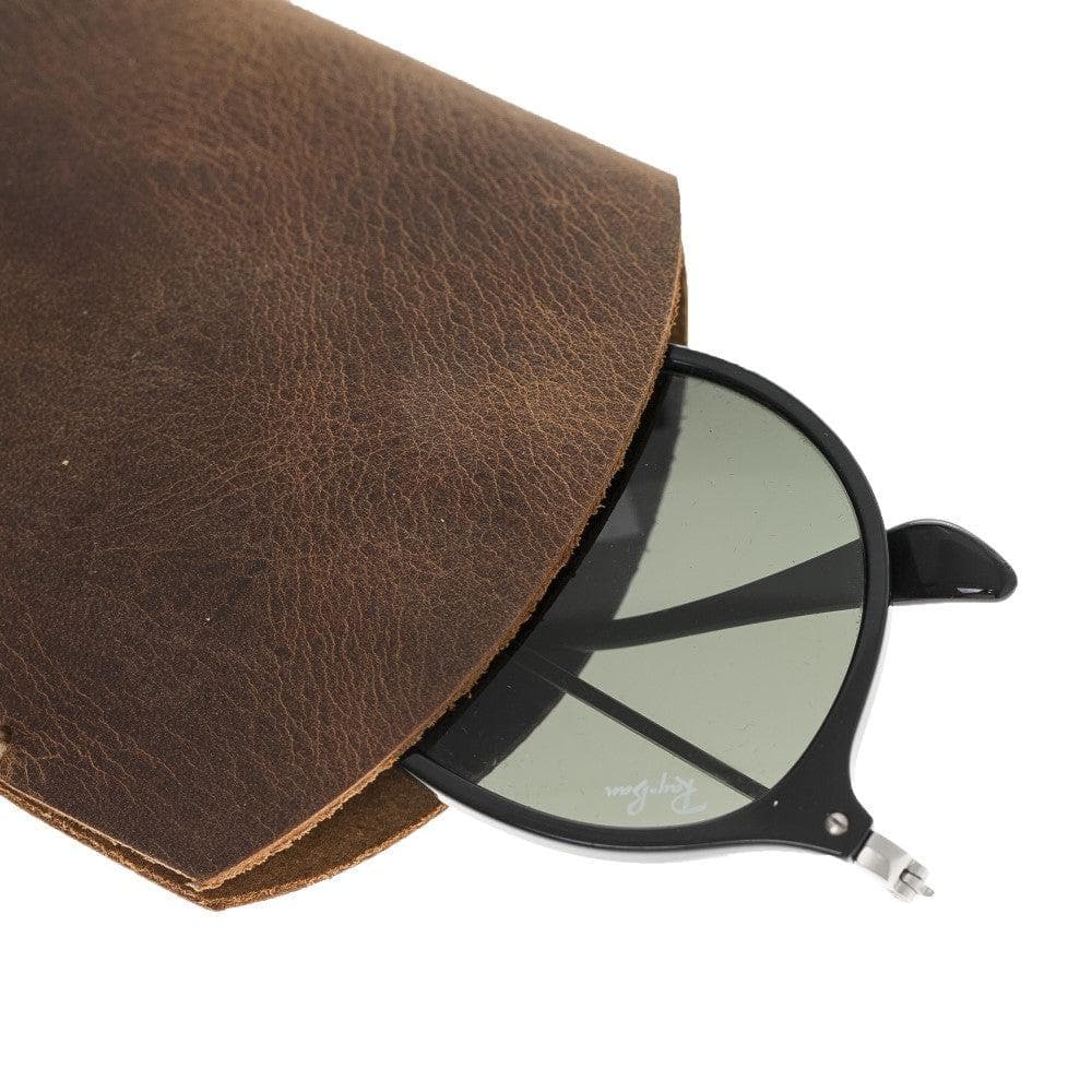 Leather Glasses Case Antic Brown Bornbor