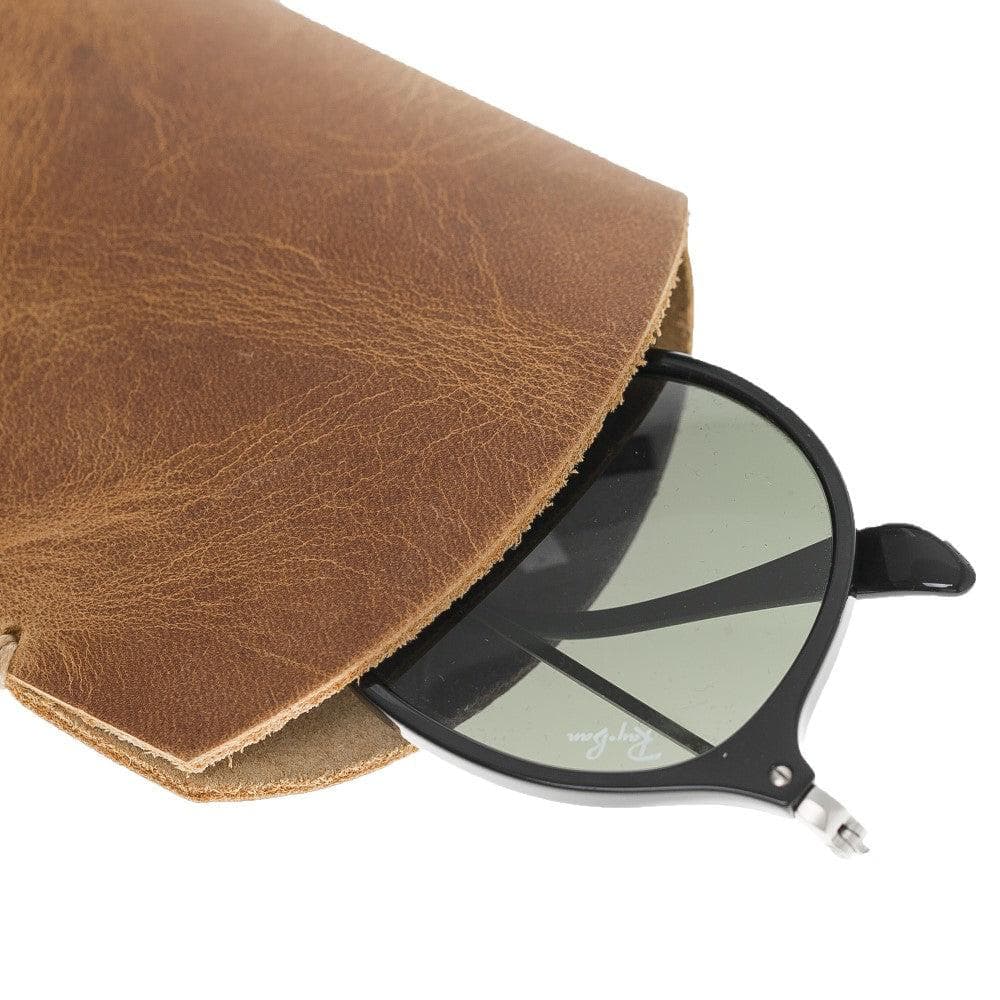 Leather Glasses Case Antic Tan Bornbor