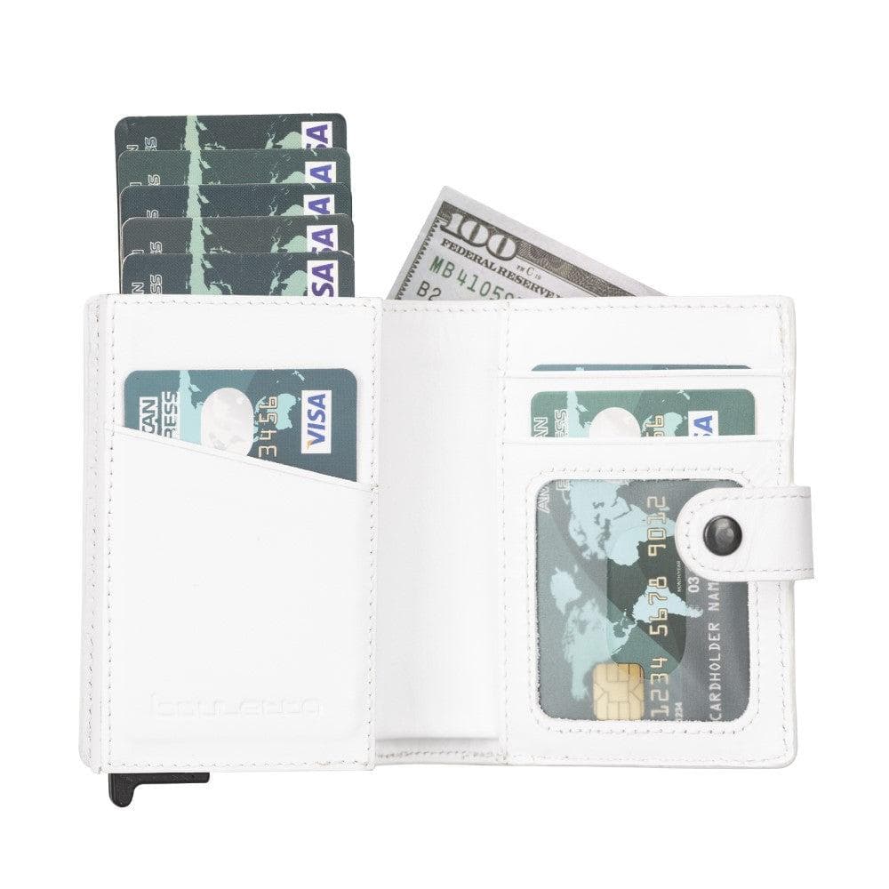 Leather Palertag Zip Mechanical Card Holder White Bouletta
