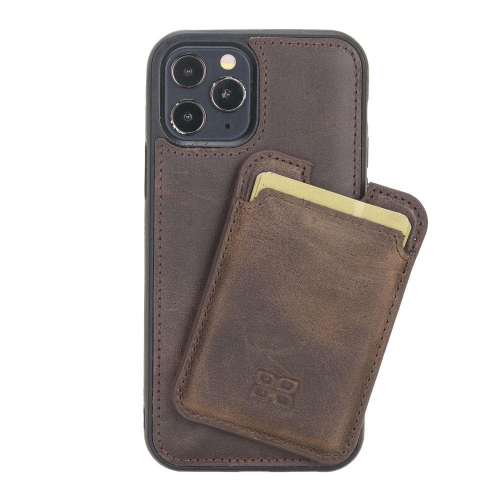 Maggy Magnetic Detachable Leather Card Holder for Back Covers Dark Brown / Leather Bouletta B2B
