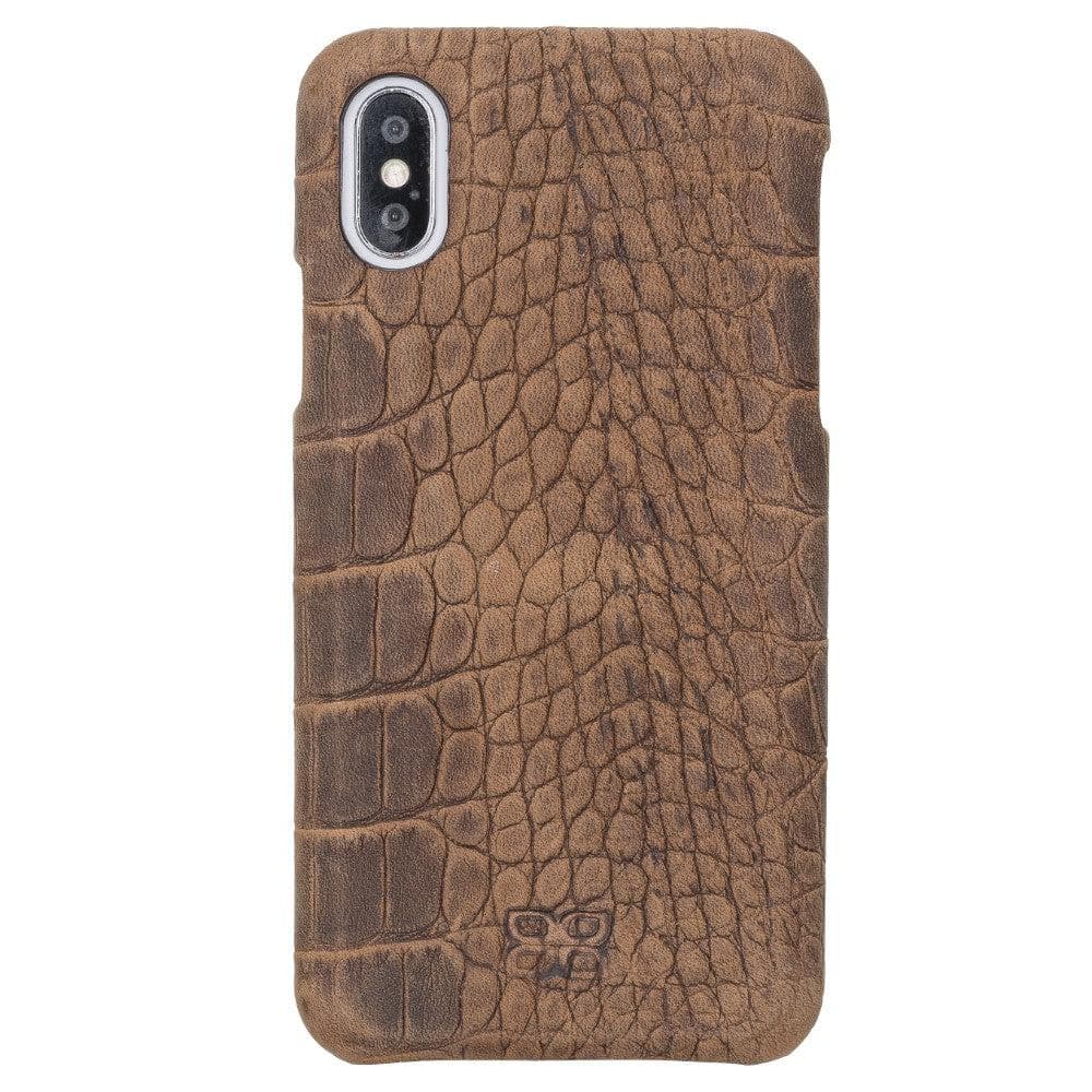 Apple iPhone X and iPhone XS Full Covered Genuine Leather Case Dragon Brown Bouletta LTD