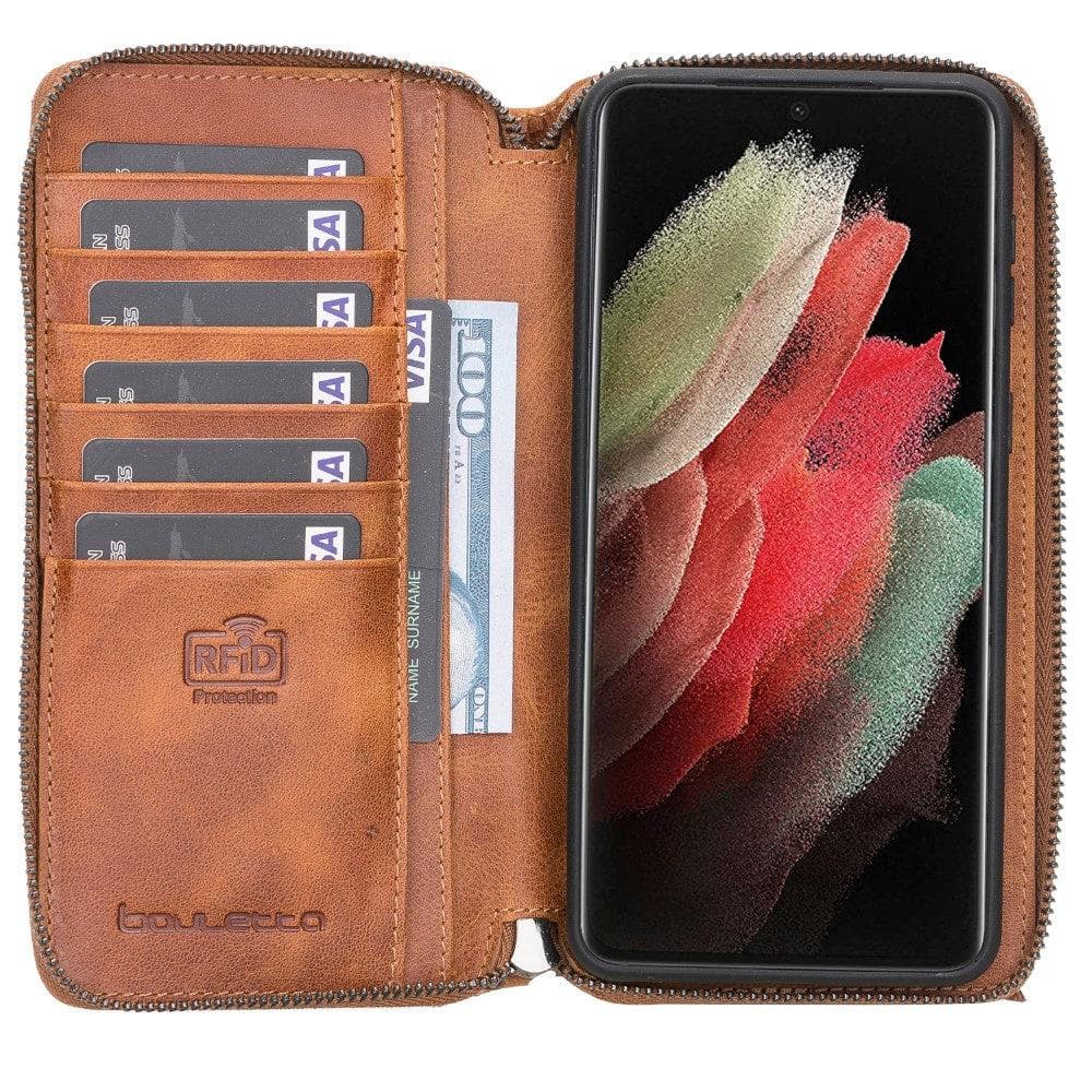 Detachable Leather Zipper Wallet Cases for Samsung Galaxy S21 Series Bouletta LTD
