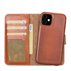 F360 Magnetic Detachable Leather Wallet Cases for Apple iPhone 12 Series iPhone 12 / Tan Bouletta LTD