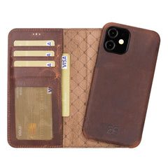 F360 Magnetic Detachable Leather Wallet Cases for Apple iPhone 12 Series iPhone 12 Pro / Dark Brown Bouletta LTD