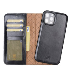 F360 Magnetic Detachable Leather Wallet Cases for Apple iPhone 12 Series iPhone 12 Promax / Black Bouletta LTD