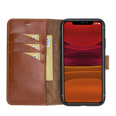 Wallet Folio with ID Slot Leather Wallet Case For Apple iPhone 11 Series iPhone 11 Pro / Tan Bouletta LTD