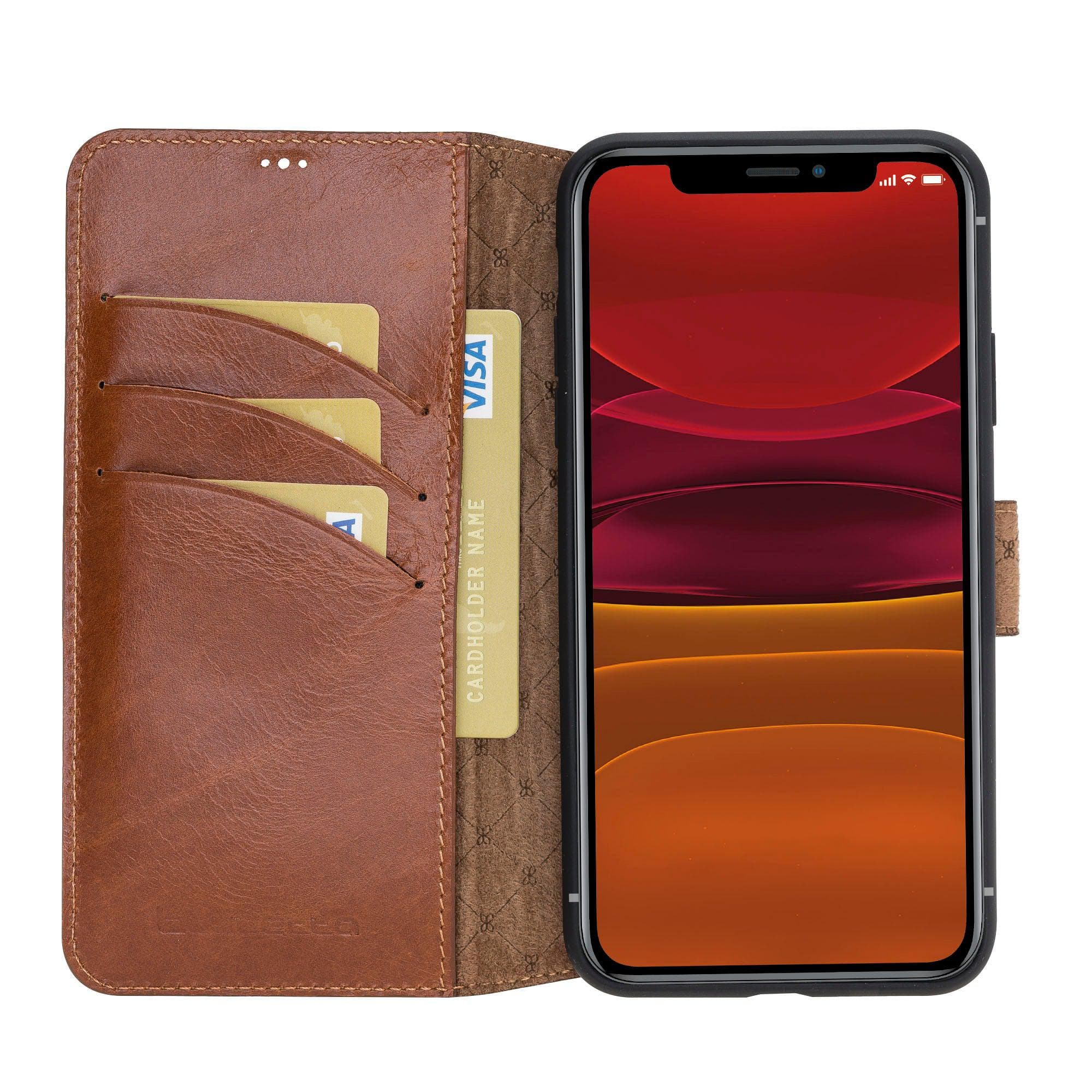 Wallet Folio with ID Slot Leather Wallet Case For Apple iPhone 11 Series İPhone 11 / Tan Bouletta LTD