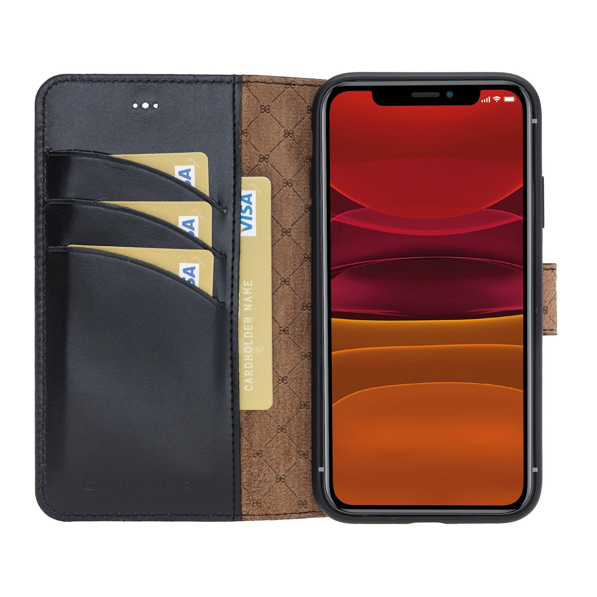 Wallet Folio with ID Slot Leather Wallet Case For Apple iPhone 11 Series İPhone 11 / Black Bouletta LTD
