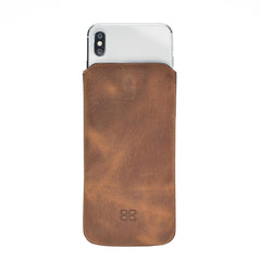 Multi Leather Case with Compatible All Mobile Phones Antic Dark Brown Bornbor