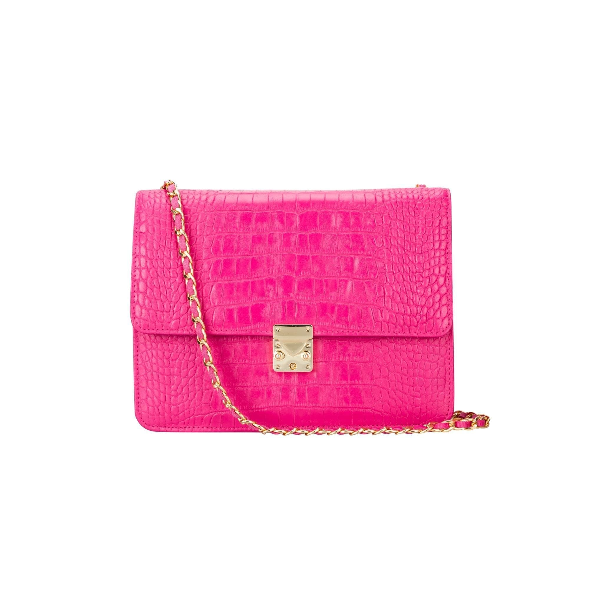 Oxi Geniune Leather Women’s Bag Cerise Pink Croc Bouletta LTD