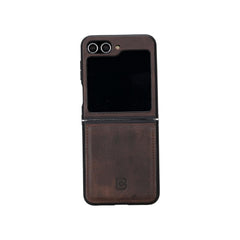 Samsung Galaxy Z Flip 5 Leather Back Cover Case - FXC Brown / Samsung Galaxy Z Flip 5 Bouletta B2B