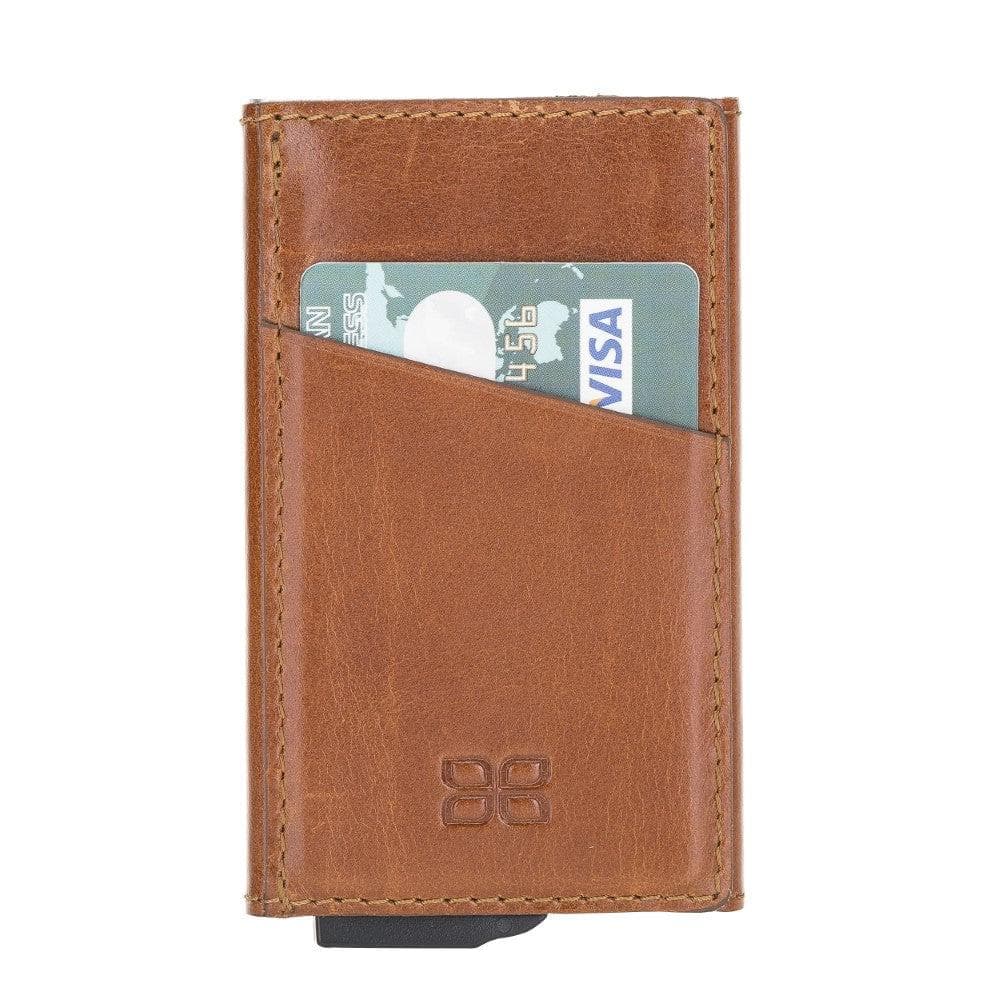 Torres Leather Mechanical Card Holder Rustic Tan Bouletta